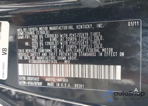 2011 Toyota Venza из США, поврежденный, VIN 4T3BA3BB9BU021420